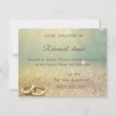 Elegant Glitter Bokeh, Rings Weddi Rehearsal Dinne Kaart (Voorkant)