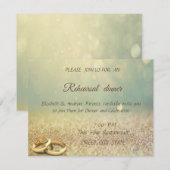 Elegant Glitter Bokeh, Rings Weddi Rehearsal Dinne Kaart (Voorkant / Achterkant)