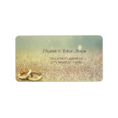 Elegant Glitter Bokeh, Rings Wedding Label (Voorkant)