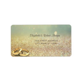Elegant Glitter Bokeh, Rings Wedding Label