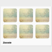 Elegant Glitter Bokeh, Rings Wedding Vierkante Sticker (Vel)