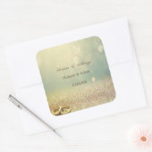 Elegant Glitter Bokeh, Rings Wedding Vierkante Sticker (Envelop)