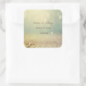Elegant Glitter Bokeh, Rings Wedding Vierkante Sticker (Tas)