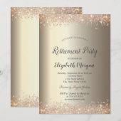 Elegant Glitter Border Champagne Retirement Kaart (Voorkant / Achterkant)