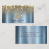 Elegant Glitter Broom Maid Cleaning House Blue Visitekaartje (Voorkant / Achterkant)