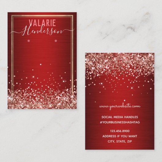 Elegant Glitter Brushed Metal and Earring Holder Visitekaartje (Voorkant / Achterkant)