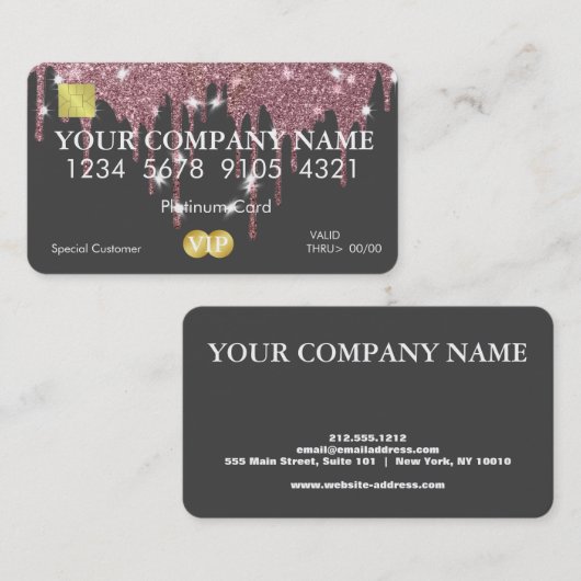 Elegant Glitter Credit Kaart Visitekaartje (Voorkant / Achterkant)