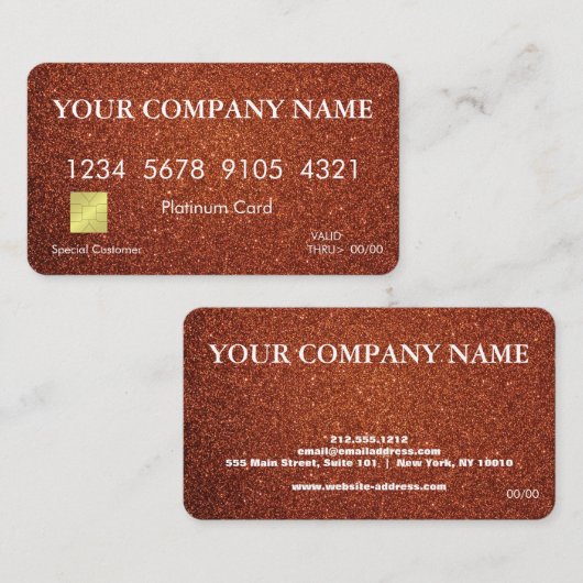 Elegant Glitter Credit Kaart Visitekaartje (Voorkant / Achterkant)