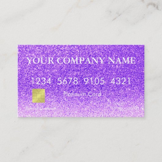 Elegant Glitter-creditcard Visitekaartje (Voorkant)