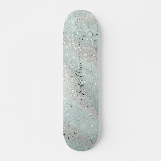 Elegant Glitter Custom Name Skateboard (Voorkant)