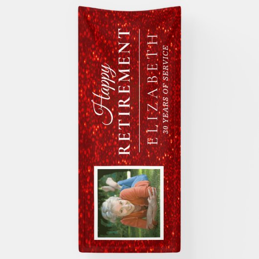 Elegant Glitter Custom Photo Retirement Party Ban Spandoek (Verticaal)