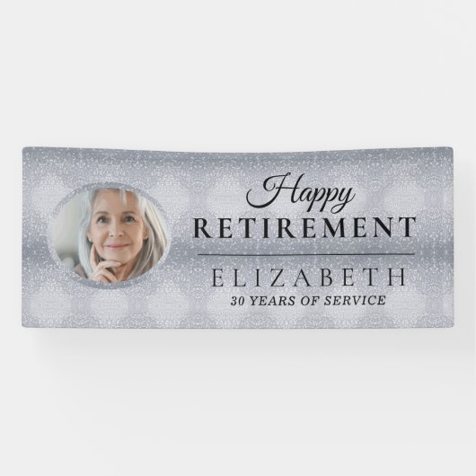 Elegant Glitter Custom Photo Retirement Party Spandoek (Horizontaal)