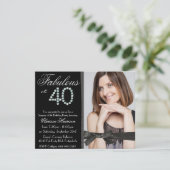 Elegant Glitter Diamond Fab 40 Foto Birthday Kaart (Staand voorkant)