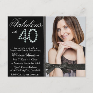 Elegant Glitter Diamond Fab 40 Foto Birthday Kaart