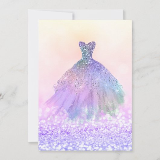 Elegant Glitter Dress Bokeh Sweet 16 Kaart (Achterkant)