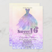 Elegant Glitter Dress Bokeh Sweet 16 Kaart (Voorkant / Achterkant)
