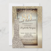 Elegant Glitter Dress, Confetti 80th Birthday Part Kaart (Voorkant)
