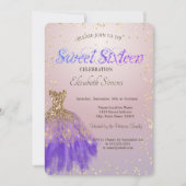 Elegant Glitter Dress Diamonds Roze Sweet 16 Kaart (Voorkant)