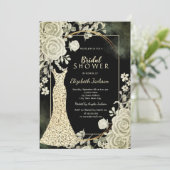 Elegant Glitter Dress Roses Bridal Shower  Kaart (Staand voorkant)