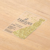 Elegant Glitter Dress | Veertig jaar en feestdag Acryl Uitnodigingen (Laagn)