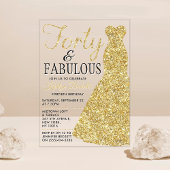 Elegant Glitter Dress | Veertig jaar en feestdag Acryl Uitnodigingen