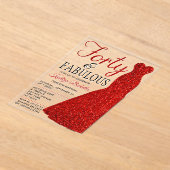 Elegant Glitter Dress | Veertig jaar en feestdag Acryl Uitnodigingen (Laagn)