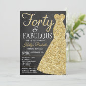 Elegant Glitter Dress | Veertig jaar en feestdag Kaart (Staand voorkant)