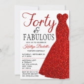 Elegant Glitter Dress | Veertig jaar en feestdag Kaart (Voorkant)