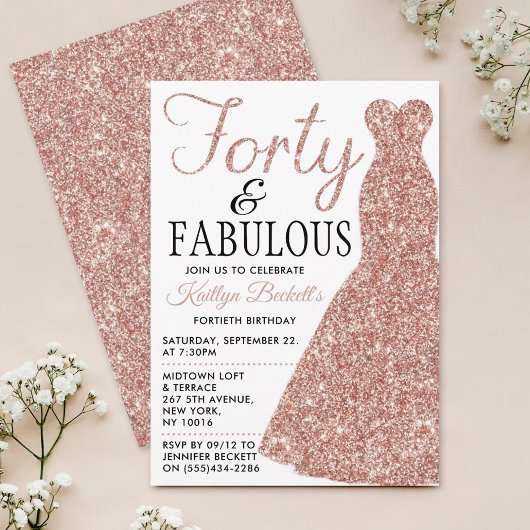 Elegant Glitter Dress | Veertig jaar en feestdag Kaart