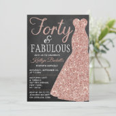 Elegant Glitter Dress | Veertig jaar en feestdag Kaart (Staand voorkant)