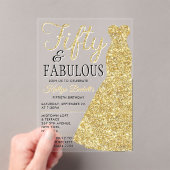 Elegant Glitter Dress | Vijftig jaar en feestdag Acryl Uitnodigingen (Insitu (Draagbaar))