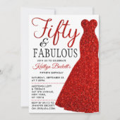 Elegant Glitter Dress | Vijftig jaar en feestdag Kaart (Voorkant)