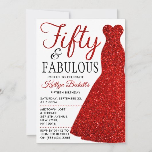 Elegant Glitter Dress | Vijftig jaar en feestdag Kaart (Voorkant)