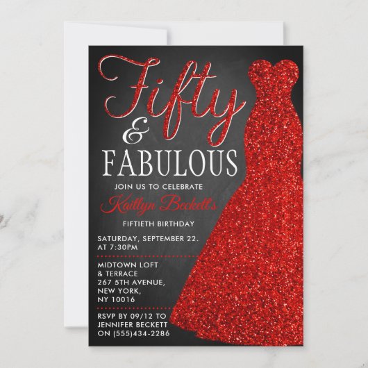 Elegant Glitter Dress | Vijftig jaar en feestdag Kaart (Voorkant)