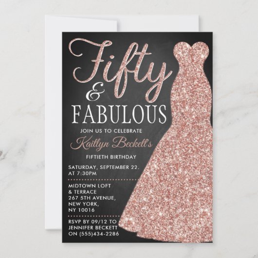 Elegant Glitter Dress | Vijftig jaar en feestdag Kaart (Voorkant)