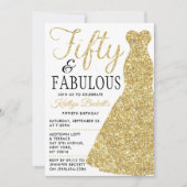 Elegant Glitter Dress | Vijftig jaar en feestdag Kaart (Voorkant)