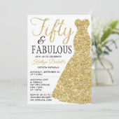 Elegant Glitter Dress | Vijftig jaar en feestdag Kaart (Staand voorkant)