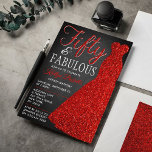 Elegant Glitter Dress | Vijftig jaar en feestdag Kaart<br><div class="desc">Geniet in stijl met deze trendy en elegante rode glitter jurk 50th Birthday invitations. Het ontwerp is gemakkelijk te personaliseren en uw gasten zullen enthousiast zijn wanneer zij deze stijlvolle uitnodigingen ontvangen.</div>