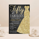 Elegant Glitter Dress | Vijftig jaar en feestdag Kaart<br><div class="desc">Geniet in stijl met deze trendy en elegante goudglitter jurk 50th Birthday-uitnodigingen. Het ontwerp is gemakkelijk te personaliseren en uw gasten zullen enthousiast zijn wanneer zij deze stijlvolle uitnodigingen ontvangen.</div>