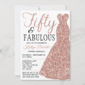 Elegant Glitter Dress | Vijftig jaar en feestdag Kaart (Voorkant)