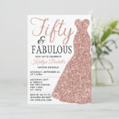 Elegant Glitter Dress | Vijftig jaar en feestdag Kaart (Staand voorkant)
