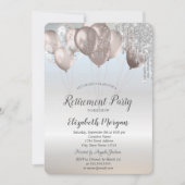 Elegant Glitter Drift Balloons Silver Retirement Kaart (Voorkant)