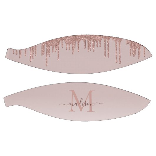 Elegant Glitter Drift Roos Gold Monogram Script Basketbal (Panelen)