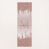 Elegant Glitter Drift Roos Gold Monogram Script Yogamat (Voorkant)