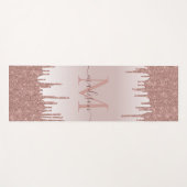 Elegant Glitter Drift Roos Gold Monogram Script Yogamat (Voorkant (horizontaal))