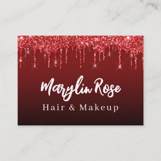 ELEGANT GLITTER DRIP CHIC  RED VISITEKAARTJE (Voorkant)