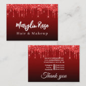 ELEGANT GLITTER DRIP CHIC  RED VISITEKAARTJE (Voorkant / Achterkant)