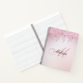 elegant glitter drip trendy girly monogram notitieboek (Binnen)
