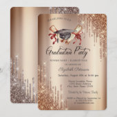 Elegant Glitter Drips, Afstudeerder Pet Diploma Af Kaart (Voorkant / Achterkant)