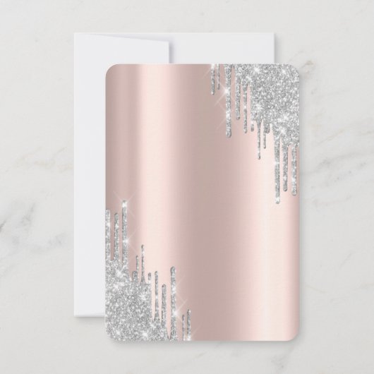 Elegant Glitter Drips Roze Goud Sweet 16 RSVP  Kaart (Achterkant)